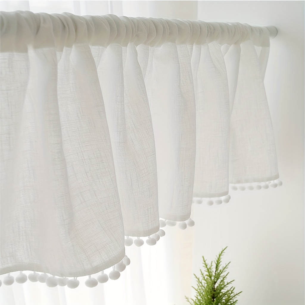 1Pc 크로스 거즈 볼 짧은 커튼, 보헤미안 목가적 스 - Curtain Rods 리뷰 및 가격